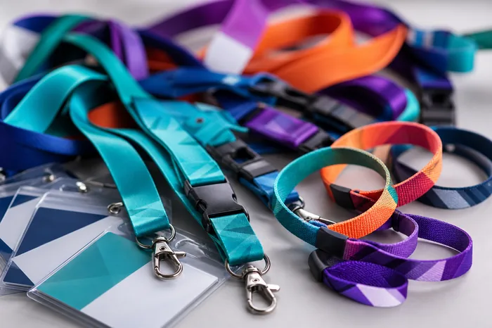 Event lanyards and conference branding — typical trade show and corporate rollout items