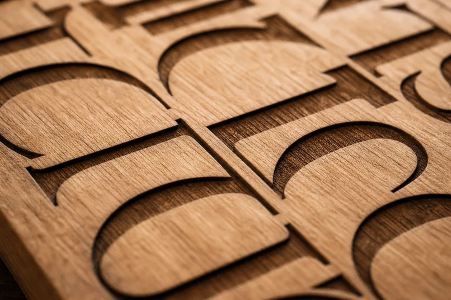 Laser engraved timber — precision mark on wood grain for premium gifting